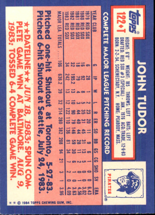 B1179- 1984 Topps Traded BB Card #s 1-132 +Rookies -You Pick- 15+ FREE US SHIP - Picture 205 of 223