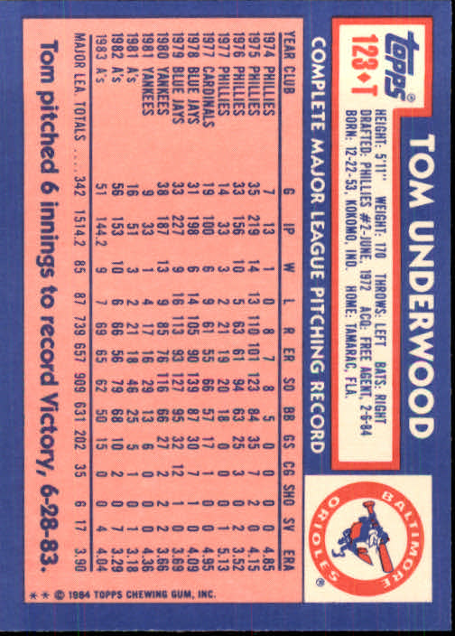 B1179- 1984 Topps Traded BB Card #s 1-132 +Rookies -You Pick- 15+ FREE US SHIP - Picture 207 of 223