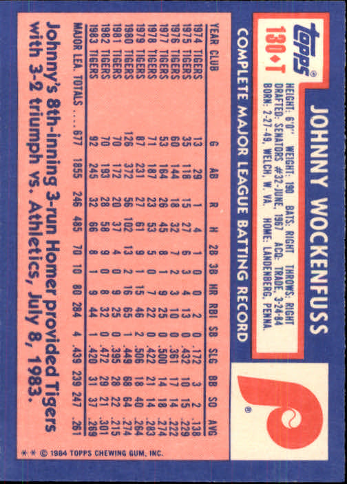 B1179- 1984 Topps Traded BB Card #s 1-132 +Rookies -You Pick- 15+ FREE US SHIP - Picture 221 of 223