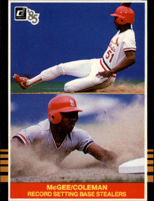 1985 Donruss Highlights #29 Willie McGee and/Vince Coleman: Record/Setting B