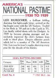 1985 Big League Collectibles 30s #6 Leo Durocher back image