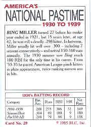 1985 Big League Collectibles 30s #29 Edmund Bing Miller back image