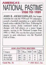 1985 Big League Collectibles 30s #31 John Jocko Conlan back image