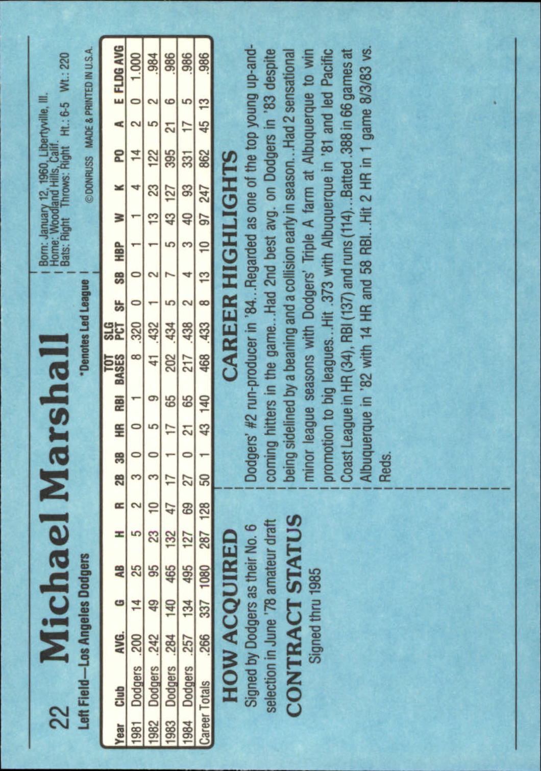 B2041- 1985 Donruss Action All-stars BB #s 1-60  -You Pick- 15+ FREE US SHIP