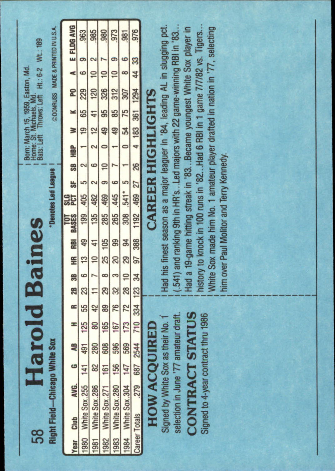 B2041- 1985 Donruss Action All-stars BB #s 1-60  -You Pick- 15+ FREE US SHIP