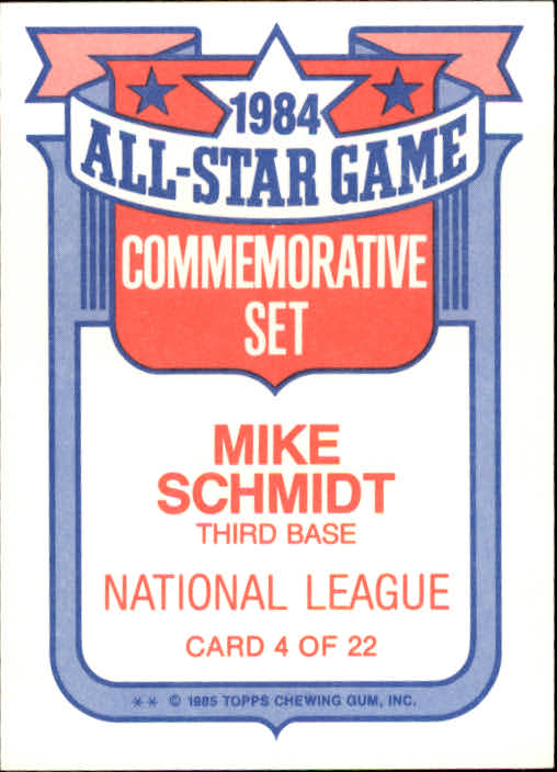 1985 Topps Glossy All-Stars #4 Mike Schmidt back image