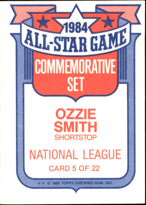 1985 Topps Glossy All-Stars #5 Ozzie Smith back image
