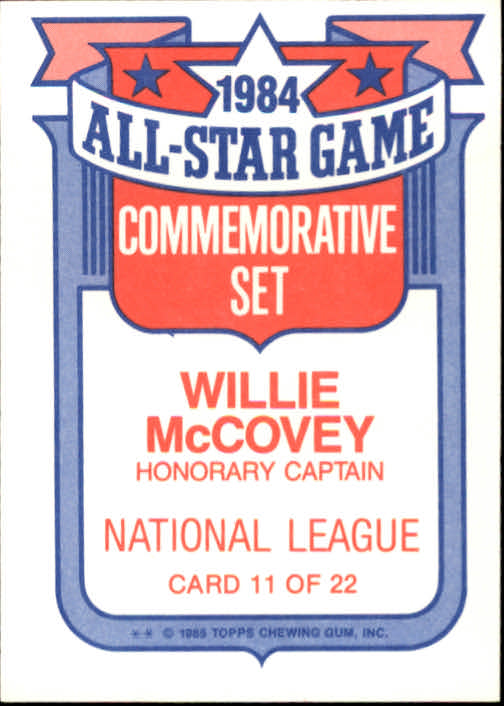 1985 Topps Glossy All-Stars #11 Willie McCovey CAPT back image