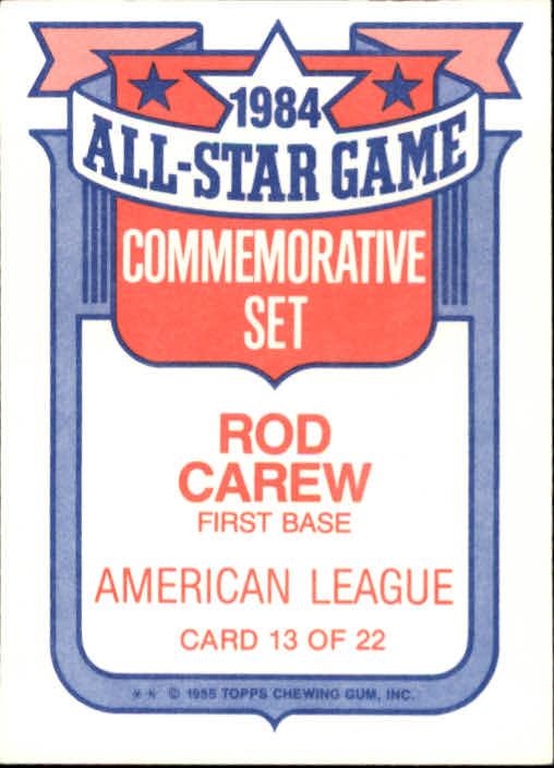1985 Topps Glossy All-Stars #13 Rod Carew back image