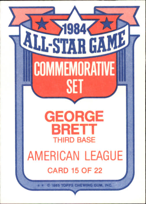 1985 Topps Glossy All-Stars #15 George Brett back image