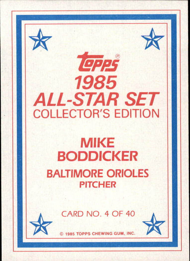 1985 Topps Glossy Send-Ins #4 Mike Boddicker back image