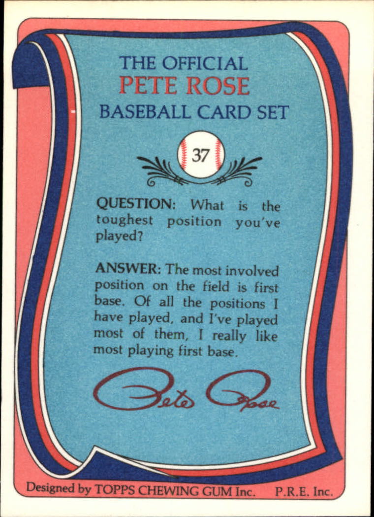 1985 Topps Rose #37 Pete Rose/Toughest position back image