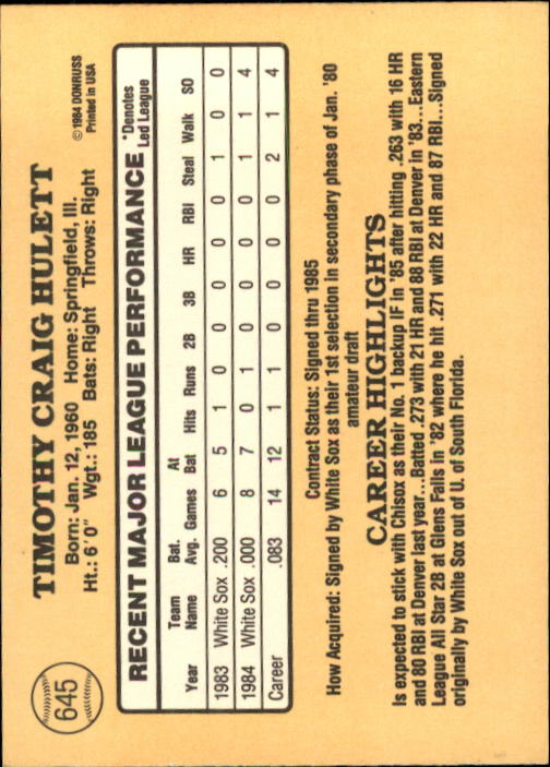 B2635- 1985 Donruss Baseball Cards 599-660 +Inserts -You Pick- 15+ FREE US SHIP - Picture 181 of 233