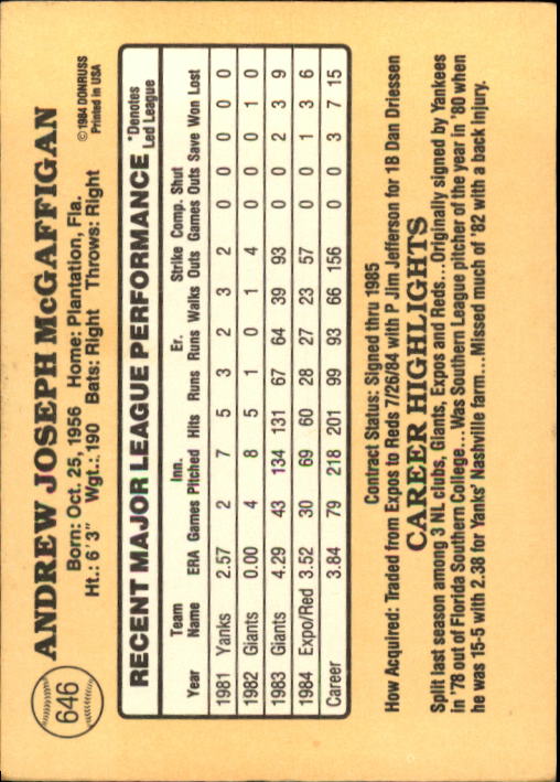 B2635- 1985 Donruss Baseball Cards 599-660 +Inserts -You Pick- 15+ FREE US SHIP - Picture 185 of 233
