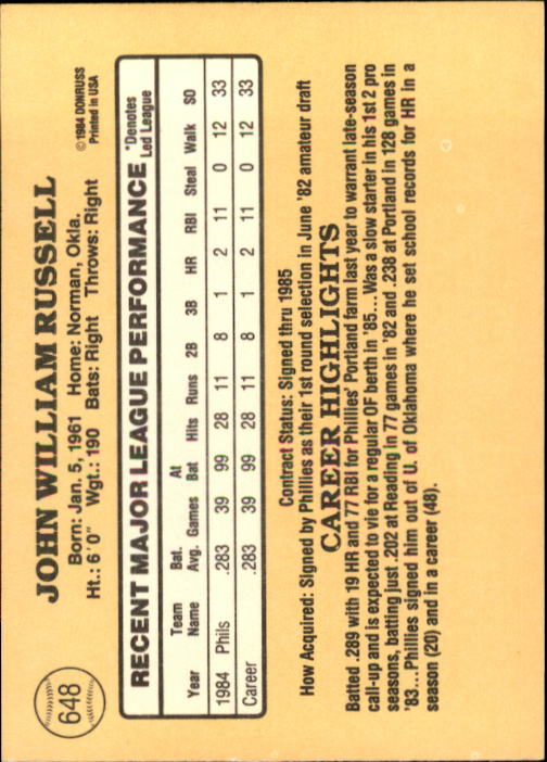 B2635- 1985 Donruss Baseball Cards 599-660 +Inserts -You Pick- 15+ FREE US SHIP - Picture 193 of 233
