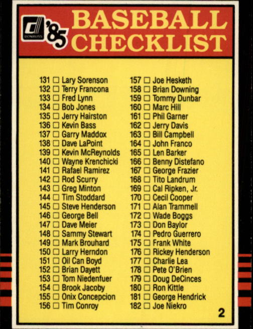 B2635- 1985 Donruss Baseball Cards 599-660 +Inserts -You Pick- 15+ FREE US SHIP - Picture 214 of 233