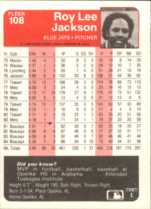A1071- 1985 Fleer Baseball Card #s 1-250 +Rookies -You Pick- 15+ FREE US SHIP - Picture 179 of 431