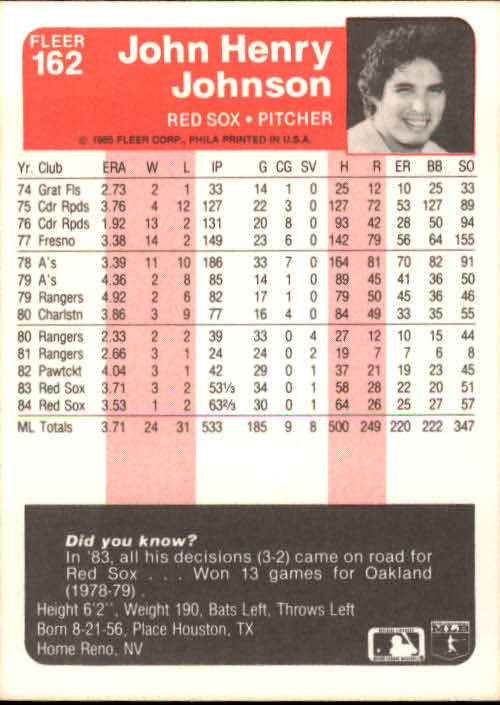 A1071- 1985 Fleer Baseball Card #s 1-250 +Rookies -You Pick- 15+ FREE US SHIP - Picture 273 of 431