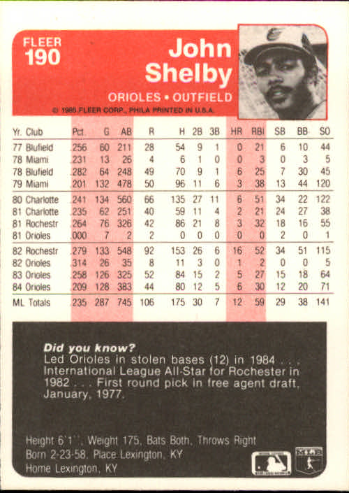 A1071- 1985 Fleer Baseball Card #s 1-250 +Rookies -You Pick- 15+ FREE US SHIP - Picture 323 of 431