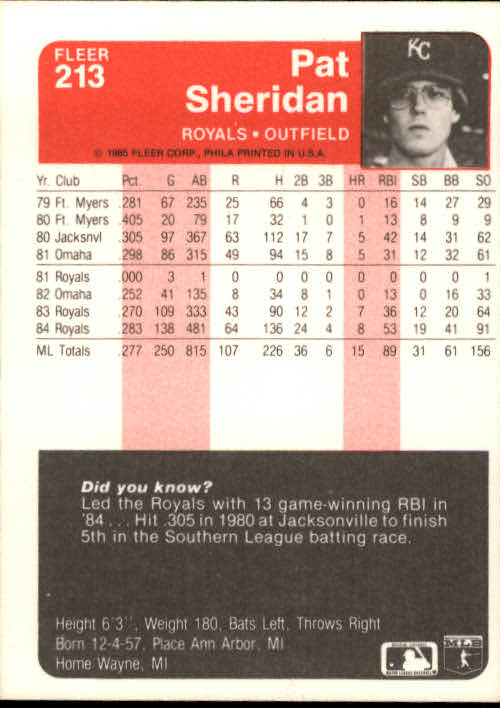 A1071- 1985 Fleer Baseball Card #s 1-250 +Rookies -You Pick- 15+ FREE US SHIP - Picture 363 of 431