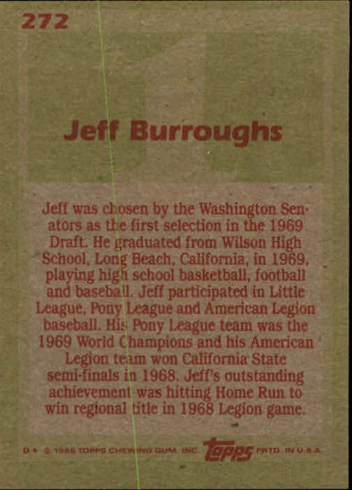 1985 Topps #272 Jeff Burroughs FDP back image