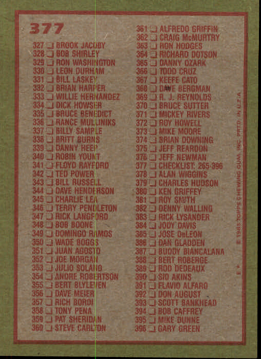 1985 Topps Baseball Card Pick (Base) 283-562 - Bild 169 von 491