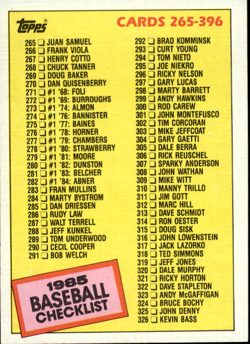 1985 Topps Baseball Card Pick (Base) 283-562 - Bild 168 von 491
