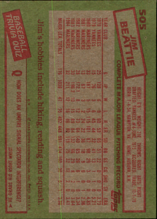 1985 Topps Baseball Card Pick (Base) 283-562 - Bild 391 von 491
