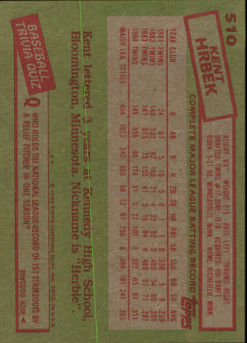 1985 Topps Baseball Card Pick (Base) 283-562 - Bild 397 von 491