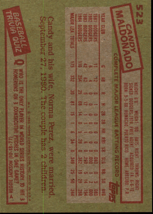 1985 Topps Baseball Card Pick (Base) 283-562 - Bild 423 von 491