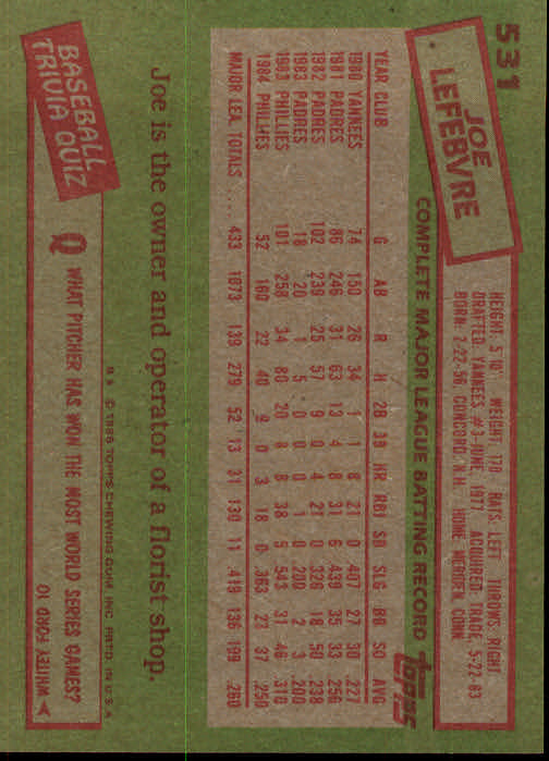 1985 Topps Baseball Card Pick (Base) 283-562 - Bild 437 von 491