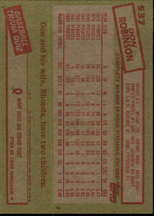 1985 Topps Baseball Card Pick (Base) 283-562 - Bild 445 von 491
