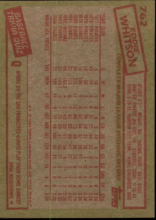1985 Topps Baseballkarte #751-792 - Wählen Sie Ihre Karte - Bild 24 von 82