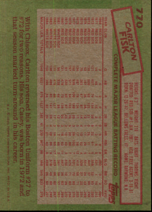 1985 Topps Baseballkarte #751-792 - Wählen Sie Ihre Karte - Bild 38 von 82