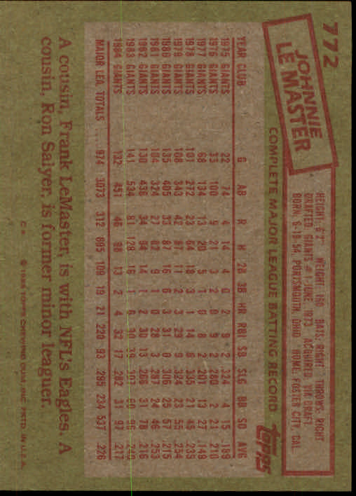 1985 Topps Baseballkarte #751-792 - Wählen Sie Ihre Karte - Bild 42 von 82