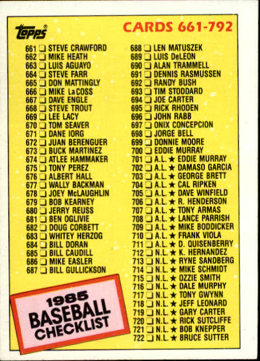 1985 Topps Baseballkarte #751-792 - Wählen Sie Ihre Karte - Bild 65 von 82