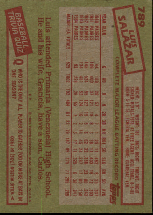 1985 Topps Baseballkarte #751-792 - Wählen Sie Ihre Karte - Bild 76 von 82