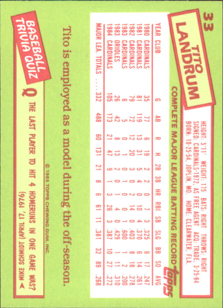 B1501- 1985 Topps Tiffany Baseball Card #s 1-792 -You Pick- 15+ FREE US SHIP - Picture 17 of 461