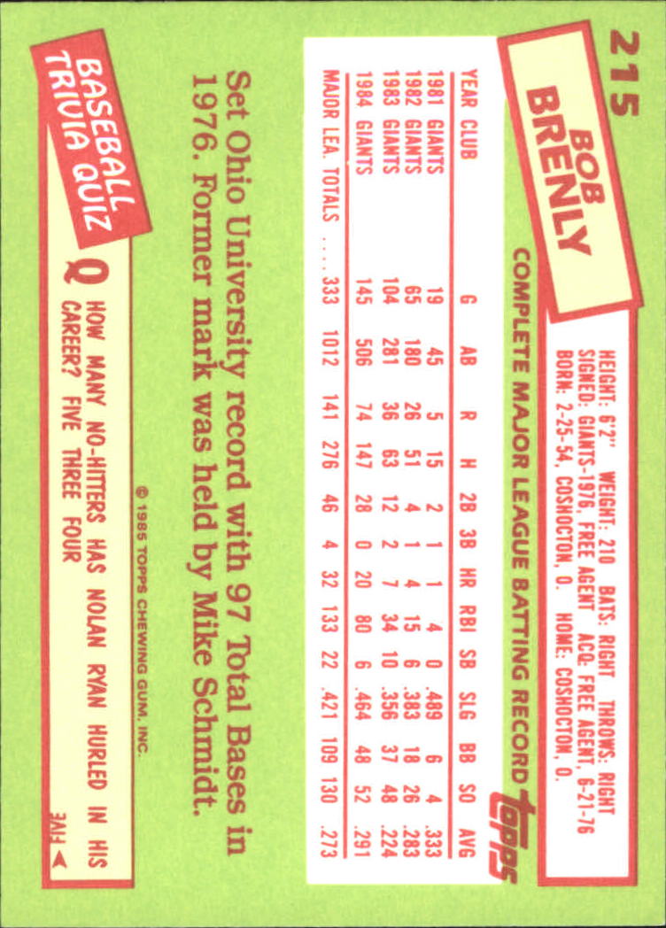 B1501- 1985 Topps Tiffany Baseball Card #s 1-792 -You Pick- 15+ FREE US SHIP - Picture 137 of 461