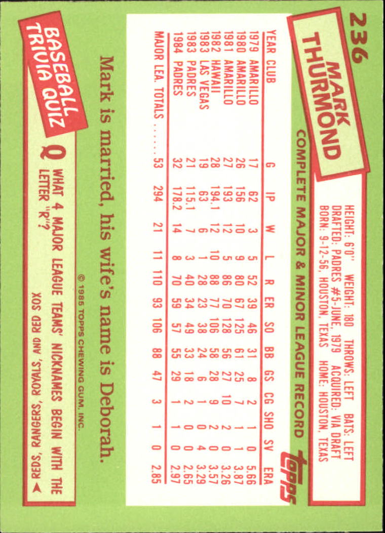 B1501- 1985 Topps Tiffany Baseball Card #s 1-792 -You Pick- 15+ FREE US SHIP - Picture 161 of 461