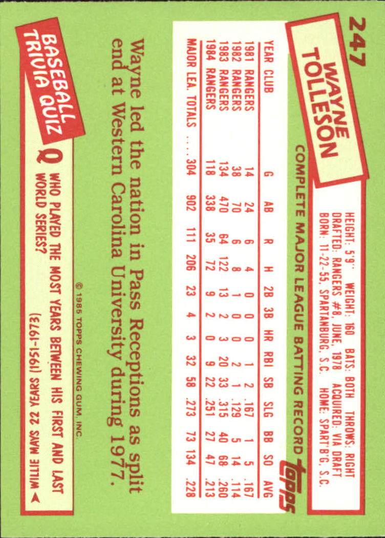 B1501- 1985 Topps Tiffany Baseball Card #s 1-792 -You Pick- 15+ FREE US SHIP - Picture 167 of 461