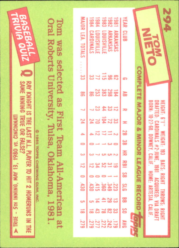 B1501- 1985 Topps Tiffany Baseball Card #s 1-792 -You Pick- 15+ FREE US SHIP - Picture 183 of 461