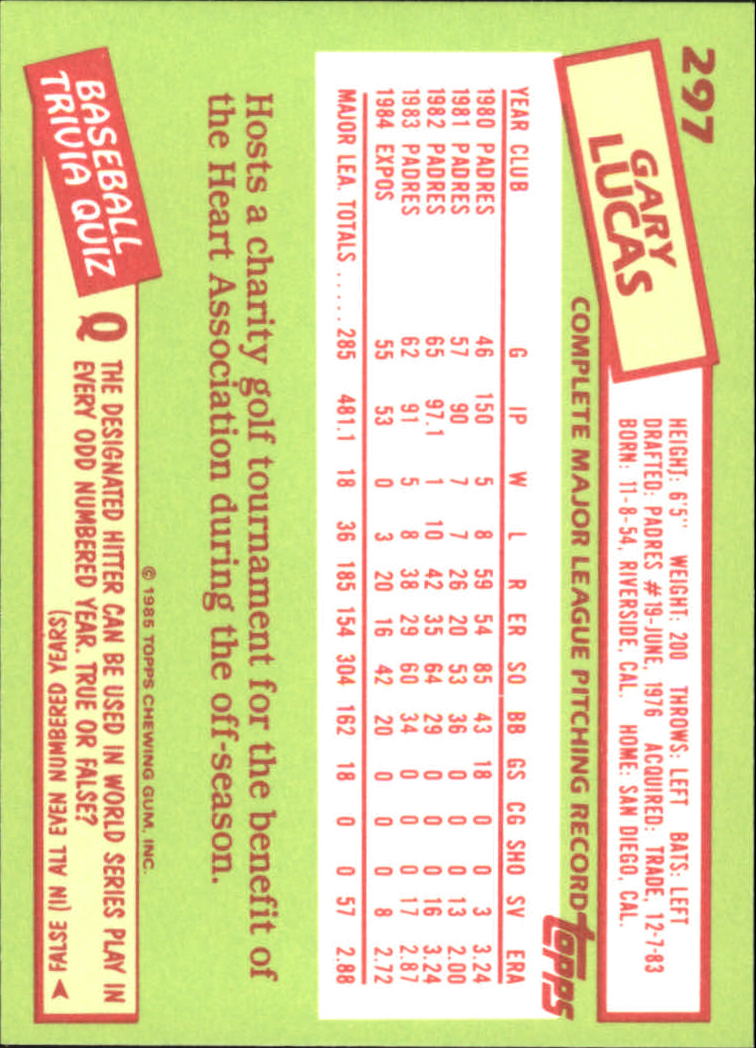 B1501- 1985 Topps Tiffany Baseball Card #s 1-792 -You Pick- 15+ FREE US SHIP - Picture 187 of 461