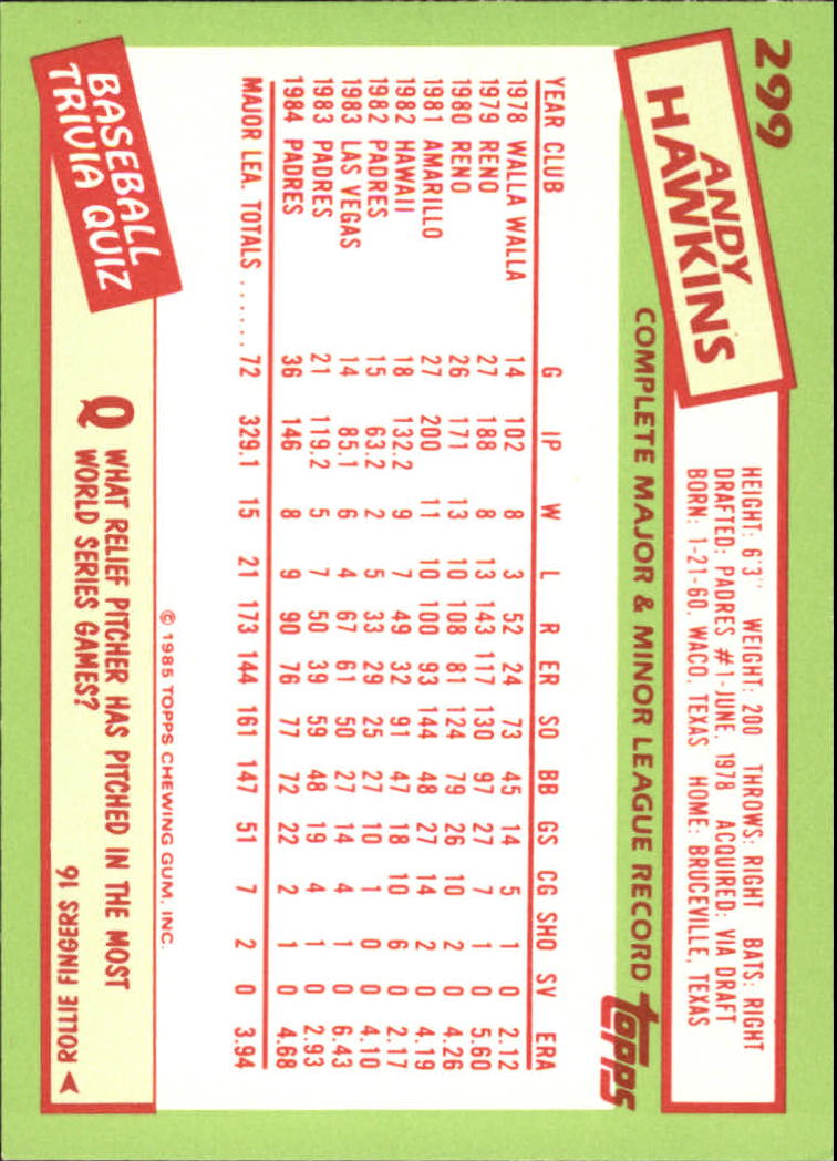 B1501- 1985 Topps Tiffany Baseball Card #s 1-792 -You Pick- 15+ FREE US SHIP - Picture 189 of 461