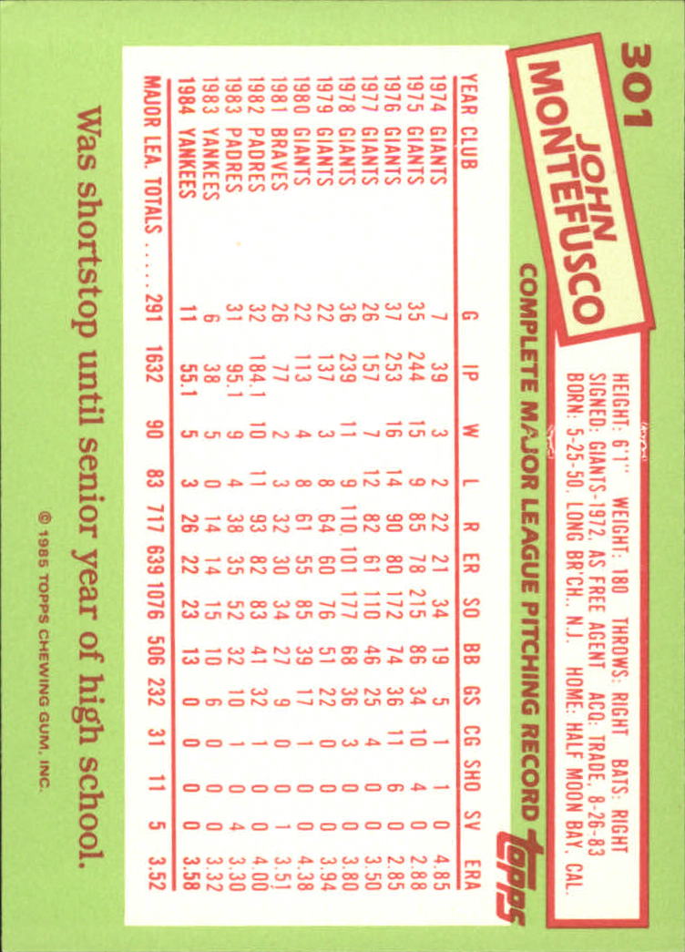B1501- 1985 Topps Tiffany Baseball Card #s 1-792 -You Pick- 15+ FREE US SHIP - Picture 191 of 461