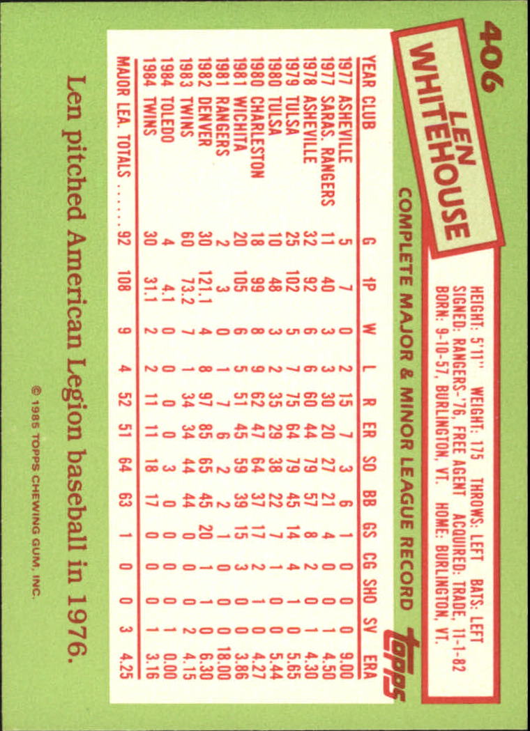 B1501- 1985 Topps Tiffany Baseball Card #s 1-792 -You Pick- 15+ FREE US SHIP - Picture 241 of 461