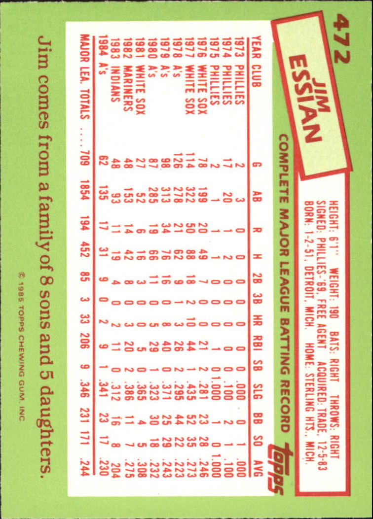 B1501- 1985 Topps Tiffany Baseball Card #s 1-792 -You Pick- 15+ FREE US SHIP - Picture 291 of 461
