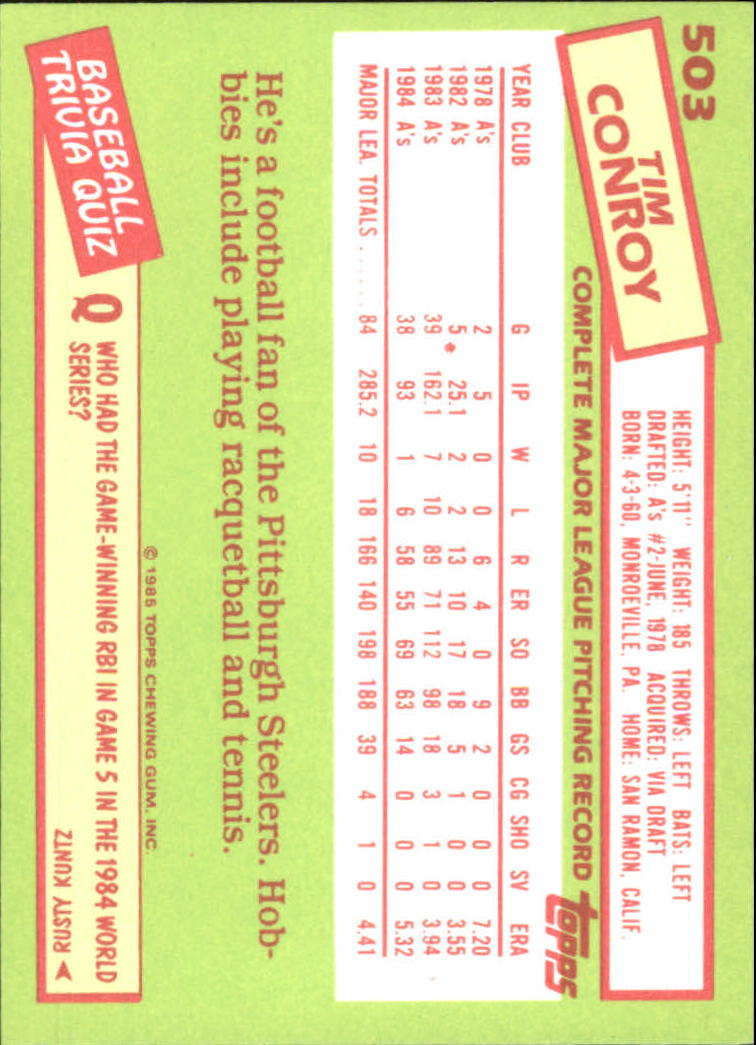 B1501- 1985 Topps Tiffany Baseball Card #s 1-792 -You Pick- 15+ FREE US SHIP - Picture 311 of 461
