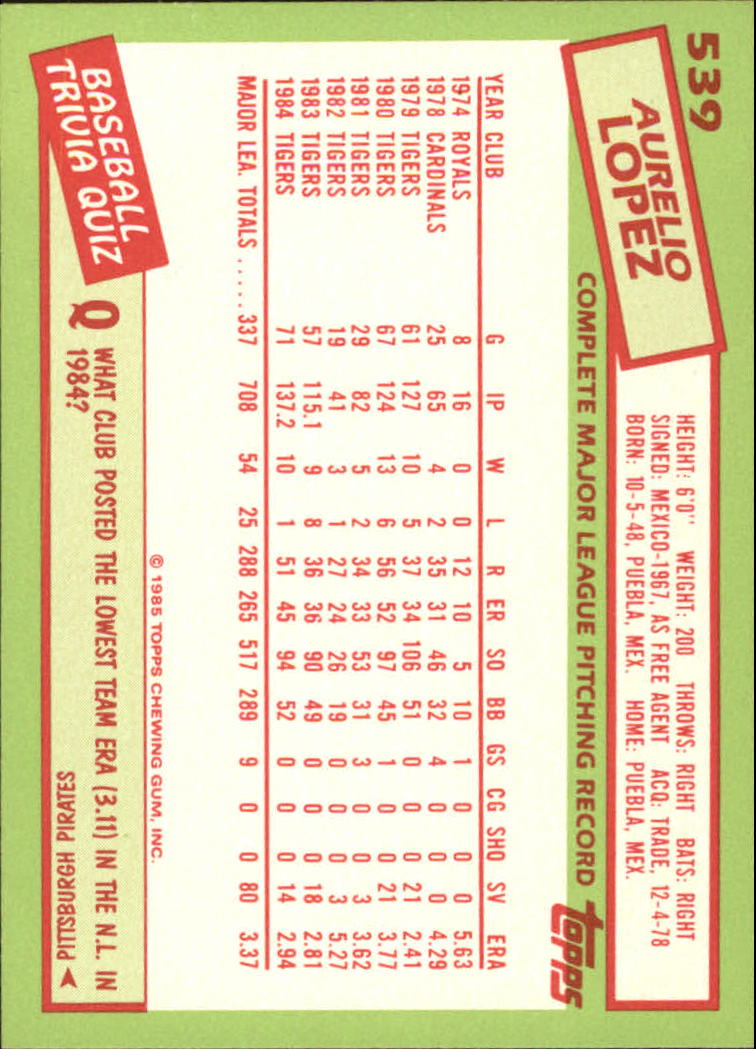 B1501- 1985 Topps Tiffany Baseball Card #s 1-792 -You Pick- 15+ FREE US SHIP - Picture 331 of 461