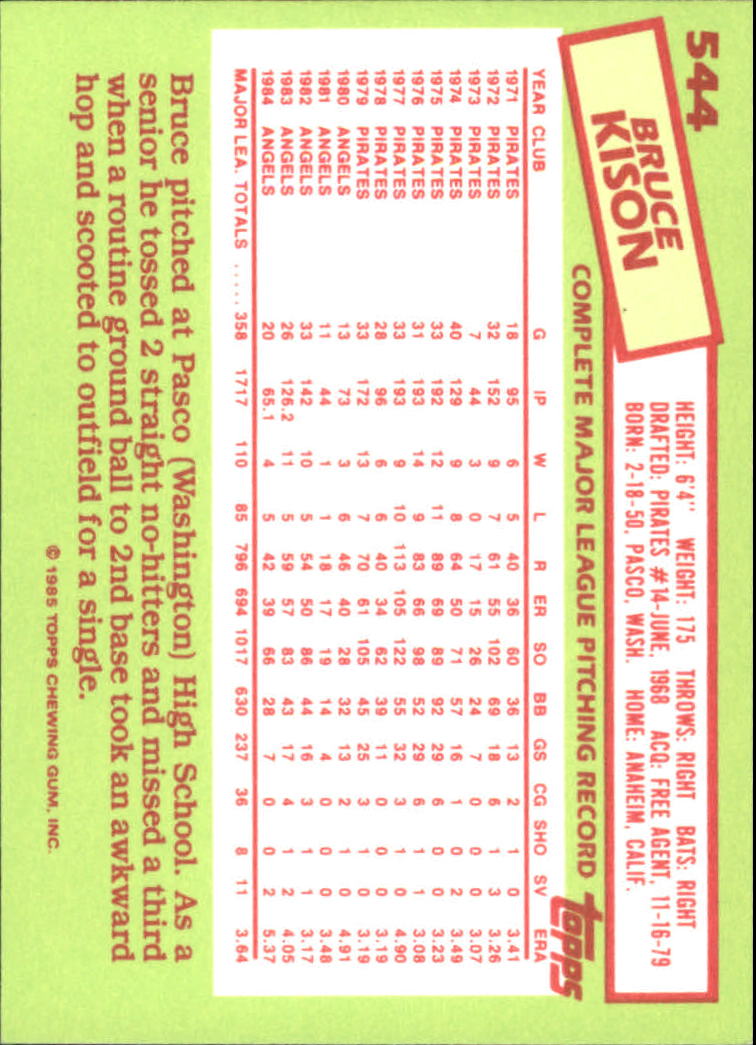 B1501- 1985 Topps Tiffany Baseball Card #s 1-792 -You Pick- 15+ FREE US SHIP - Picture 333 of 461